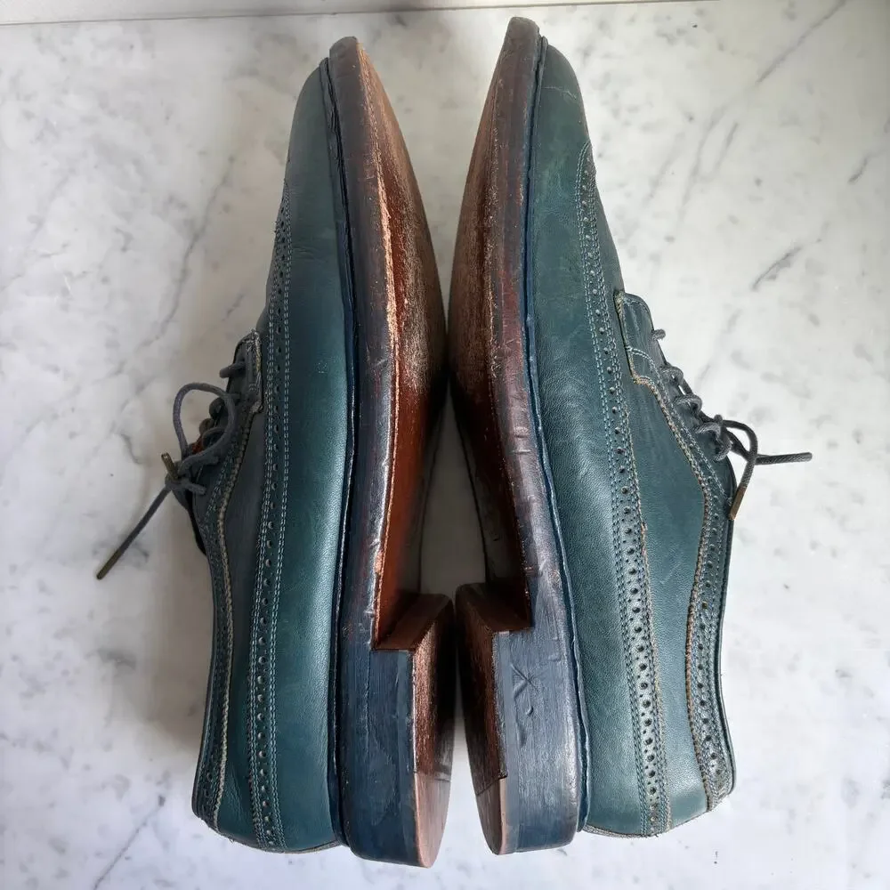 Florsheim by Duckie Brown Teal Leather Brogue Oxfords Men’s 10.5D Heritage Prep